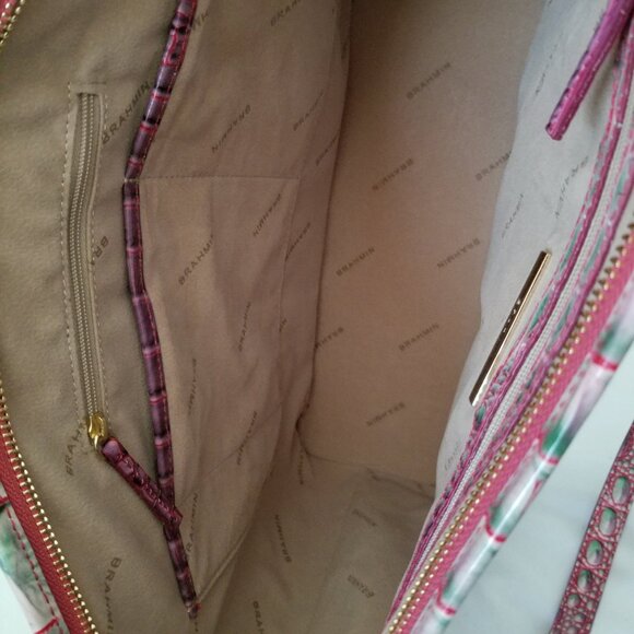 Brahmin Pink Purple Green Hombre Croc Embossed Purse Shoulder Handbag - Picture 6 of 11